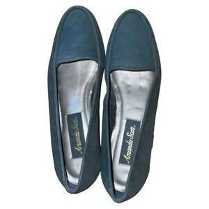 Amanda Scott Arquette Vintage Blue Leather‎ Loafers Slip On Shoes Women’s 7.5